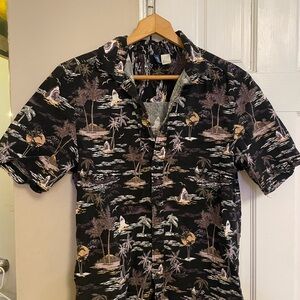 H&M Black Tropical Print Casual Shirt